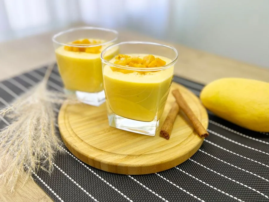 Two glasses of mango lassi